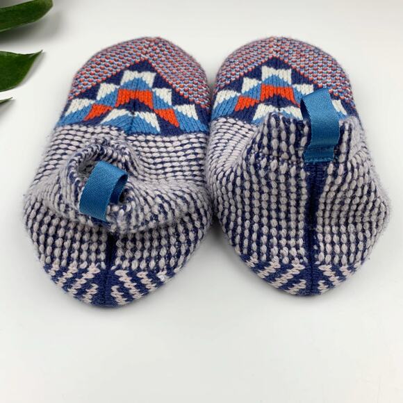 New Bombas Gripper Slippers Blue Geometric Women's S US 7-8.5 Cozy Wool Blend - Picture 7 of 9